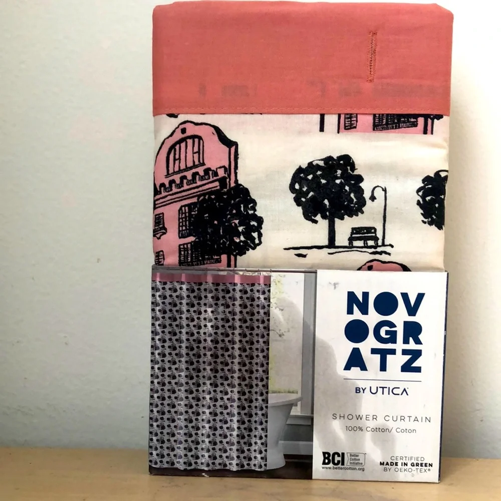 💯 cotton 72” x 72” pink novo place shower curtain